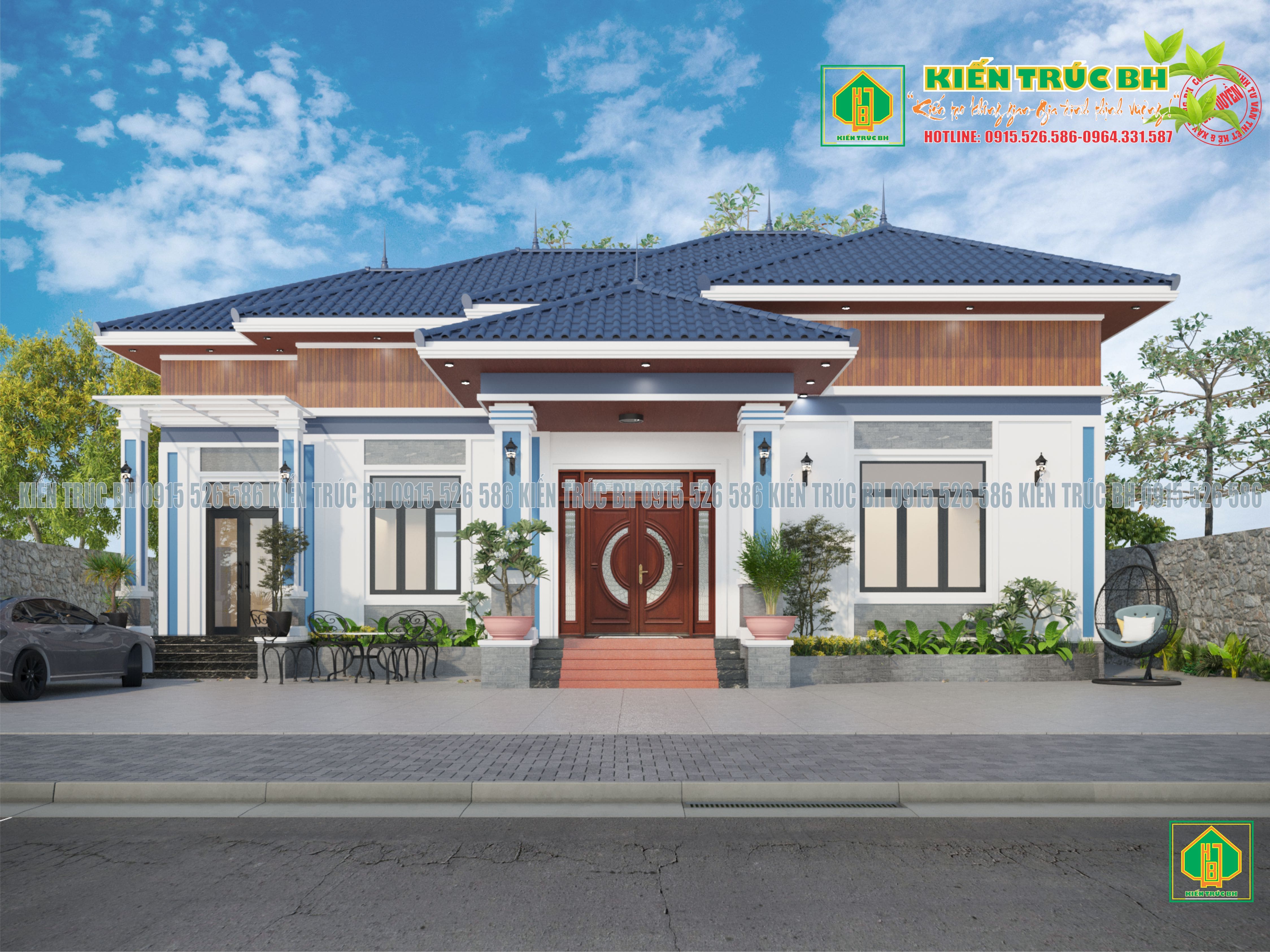 nhà 1 tầng mái nhật 
