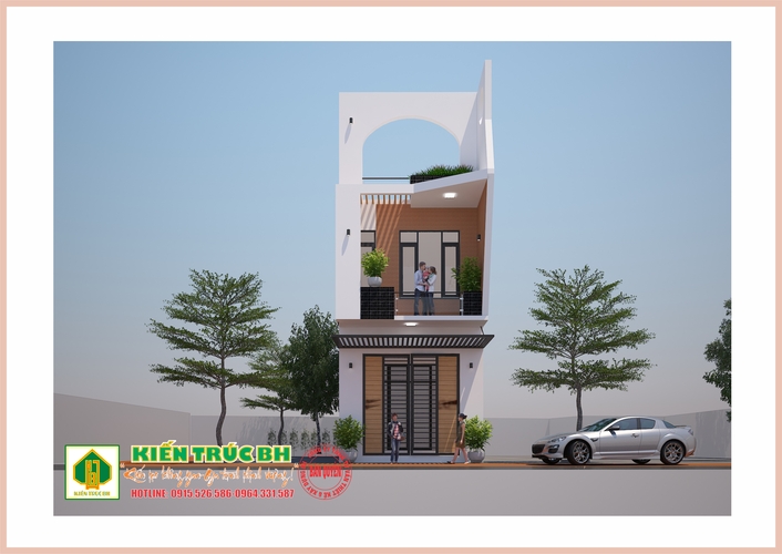 nhà 2 tầng hiện đại mái bằng