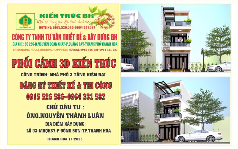 nhà phố 3 tầng hiện đại
