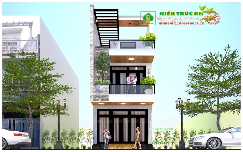 mặt tiền nhà phố 3 tầng hiện đại